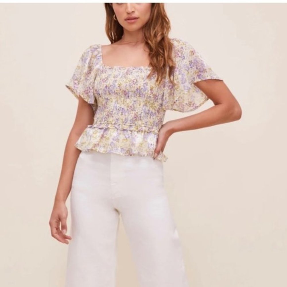 ASTR The Label January Top Ivory Lilac Floral